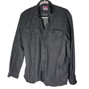 Wrangler Size Large Grey Button Down Shirt